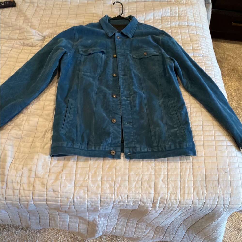Valabasas Men's Blue Suede Shirt Jacket